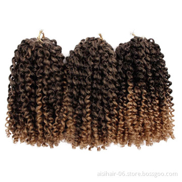 Aisi Beauty Wholesale 8 Inch High Quality Marly Bob Heat Resistant Fiber Kinky Curly Synthetic Crochet Braiding Hair Extensions